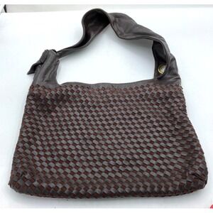 Pritzi Woven Shoulder Bag Faux‎ Leather Brown Retro Classic Boho Chic Timeless